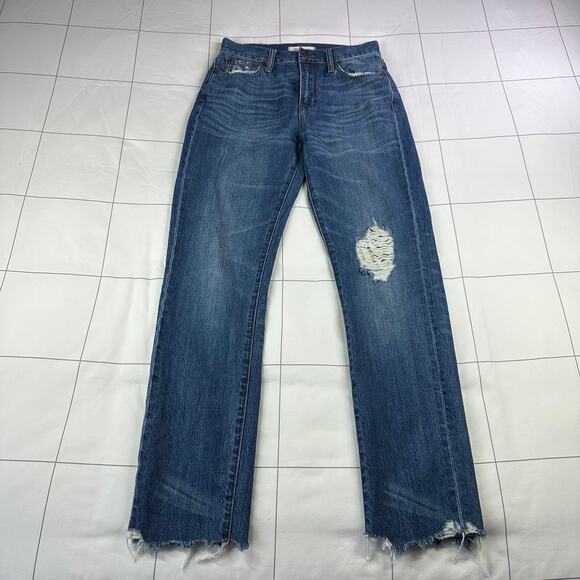 Madewell Jeans Womens 25 Blue Perfect Summer Destructed Edition Cotton Raw Hem - Picture 2 of 13
